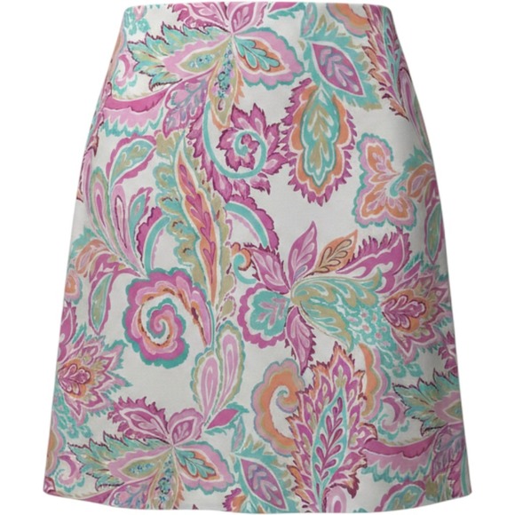 New York & Company Dresses & Skirts - New York & Company Womens Pink Teal Paisley A-Line Skirt L Knee Length Lined